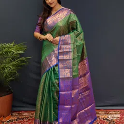yourwish Woven Design Zari Silk Blend Kanjeevaram Saree-picture-10