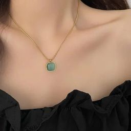 spyronix real treasure Gold-Plated Square Pendants with Chains image 2