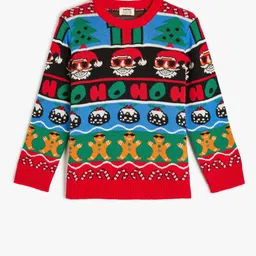 Koton Boys Round Neck Ethnic Motifs Printed Long Sleeves Pullover-image-78