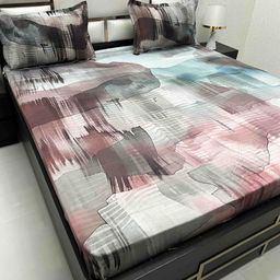 Pure Decor Majestic Blue Printed 380 TC Pure Cotton King Bedsheet Set2.72 m x 2.76 m-image-60
