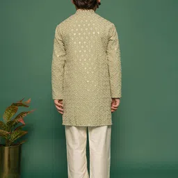 VASTRAMAY Boys Embroidered Regular Sequinned Kurta with Pyjamas image 2