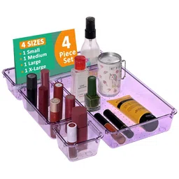Kuber Industries Purple 4 Pieces Regular Makeup Organisers-35