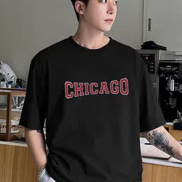 Genzy Men Typography Printed Drop-Shoulder Sleeves Applique T-shirt-picture-23