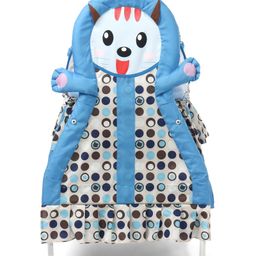 fab n funky Kitty Print Cradle With Mosquito Net and Swing Lock function - Blue image 3