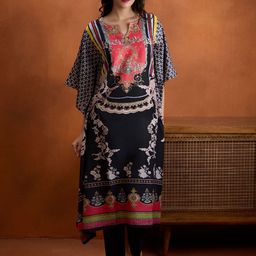 WOMEN PLUS Ethnic Motifs Printed Notch Neck Beads and Stones Kaftan Kurta Wiith Trousers-57