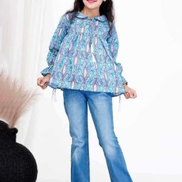 DMP FASHION Girls Floral Print Cotton Blouson Top-picture-29