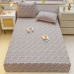 JC HOME Cream Colored & Brown Printed 140 TC King Bedsheet Set 1.8 m x 2 m-picture-35