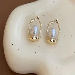 TEULRIP Korean Gold-Plated Pearls Beaded Contemporary Drop Earrings-40