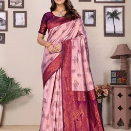 Shriyangan Ethnic Motifs Woven Designed Pure Silk Kanjeevaram Saree-picture-38