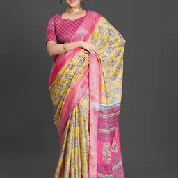 NIRMAL CREATION Ethnic Motifs Printed Zari Saree-7