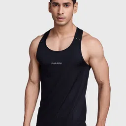 FUAARK Checked Scoop Neck Innerwear Gym Vests Checks-R_Tank-Black-S-image-66