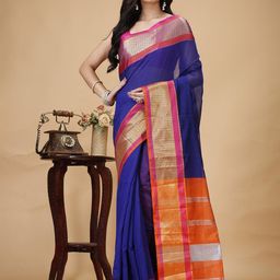 SLAGHA Zari Silk Cotton Taant Saree-image-93