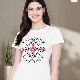 Dreambe Women Pack of 2 Graphic Printed Round Neck Cotton Regular Fit T-shirts-picture-28