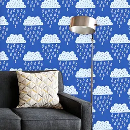 ArtzFolio Printed UV-Resistant Anti-Bacterial Hand-Drawn Clouds & Raindrops Peel & Stick Wallpaper-image-63