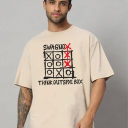 SWAGNOX Men Typography Printed Drop-Shoulder Sleeves Raw Edge T-shirt-image-81