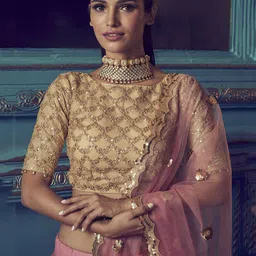 DIVASTRI Embellished Sequinned Semi-Stitched Lehenga & Unstitched Blouse With Dupatta image 2