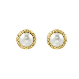 FIMBUL Gold-Plated Pearls Beaded Circular Shaped Studs image 2