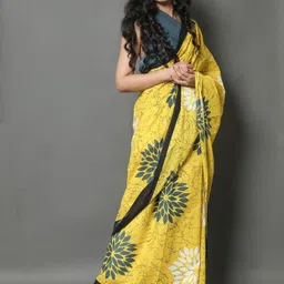 Dastkar Floral Pure Cotton Block Printed Saree-picture-10