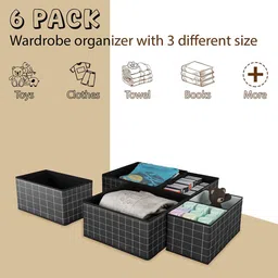 Kuber Industries Black Set of 6 Reusable Drawer Organiser Organisers image 3