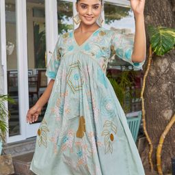 Moda Rapido Floral Embroidered A-Line Dress-image-37