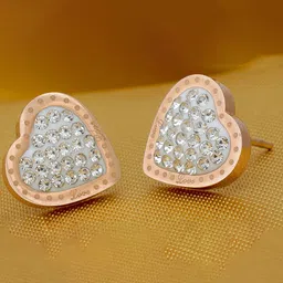 V FASHION JEWELLERY Copper-Plated Heart Shaped Studs-10