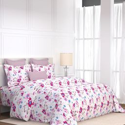 LABHAM Pink & White Floral 180 TC King Bedsheet with 2 Pillow Covers-image-31