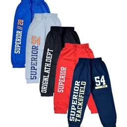 FAZZA Boys Pack Of 5 Printed Pure Cotton Mid-Rise Joggers-picture-9