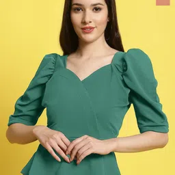 Metronaut Women Puff Sleeves Crop Top-picture-38