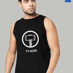 Organic Chics Pack Of 2 Printed Cotton Tank Vests Royal Captain - Black Thor_S-image-81