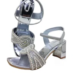 Digni Women Silver-Toned Pearl Embellished Block Heels-picture-16