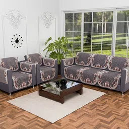 Kuber Industries Olive Green & Brown 16 Pieces Printed 5-Seater Sofa Cover With Arms-image-68
