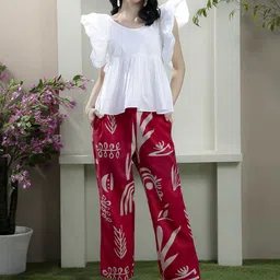 Athena Printed Scoop Neck Top With Trousers Co-Ords-image-91