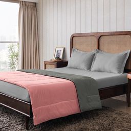 The Happy Pod Pink & Grey Microfiber AC Room 150 GSM Double Bed Comforter-image-88