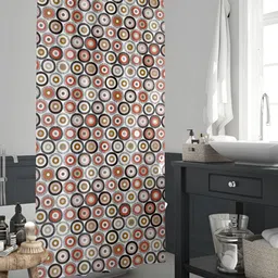 ArtzFolio White & Brown Printed Abstract Waterproof Shower Curtains-image-98