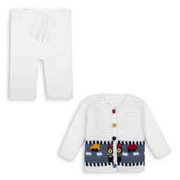 darjifashion Kids Self Design Long Sleeves Pure Wool Sweatshirt With Trousers-16