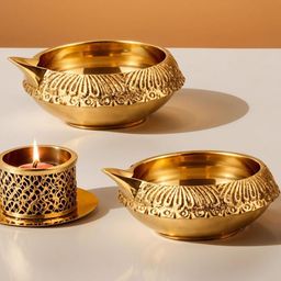 Myntra Elegant Homes Brass Diya Pooja Essentials-picture-40