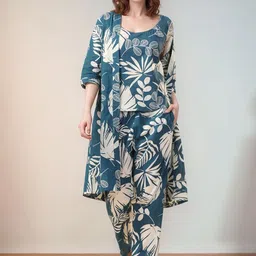 OKARA Printed Pure Cotton Top & Trousers With Shrug Co-Ords-picture-18