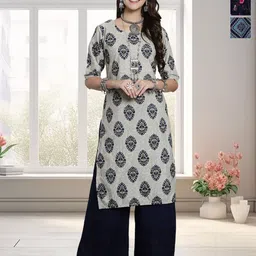 HERE&NOW Selection Of 3 Ethnic Motifs Printed Round Neck Straight Kurta-image-51