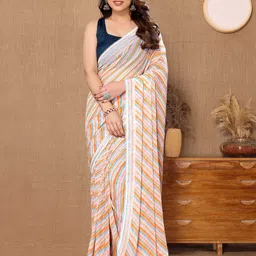 DIVASTRI Leheriya Embroidered Poly Georgette Ready to Wear Saree-image-68