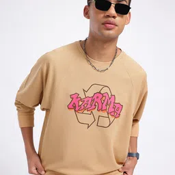 glitchez Print Waffle Knit Raglan Sleeves Pullover-image-11