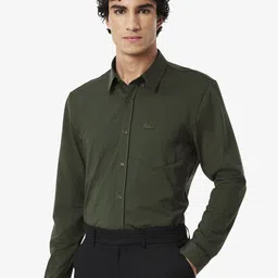 Lacoste Men Regular Fit Spread Collar Solid Cotton Formal Shirt-image-39