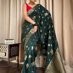 KALINI Woven Design Zari Silk Blend Banarasi Saree-picture-11
