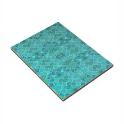 DULI Set Of 2 Teal-Blue Geometric Printed Wooden & Enamel Coated Rectangle Table Placemats image 4