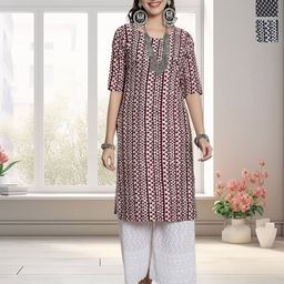 HERE&NOW Women Pack Of 3 Ethnic Motifs Printed Daily Straight Kurtas-image-26