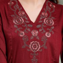 Nayam By Lakshita Women Floral Yoke Design Regular Thread Work Kurta with Palazzos & With Dupatta image 4