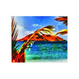 Inephos Blue & Orange Floral and Botanical Canvas Paintings Wall Art-image-58