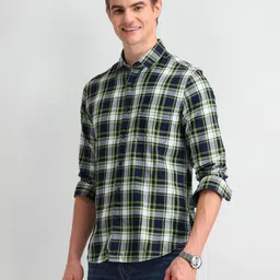 U.S. Polo Assn. Denim Co. Men Comfort Tartan Checked Cotton Slim Fit Casual Shirt-image-91