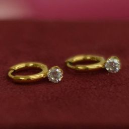 PALMONAS 18k Gold Plated Athena Solitaire Stainless Steel Hoop Earrings-41