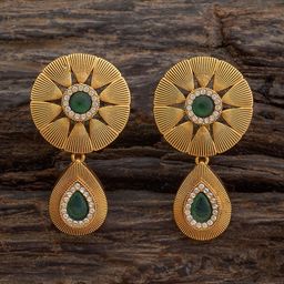 Kushal's Fashion Jewellery Gold-Plated Cubic Zirconia Studded Teardrop Shaped Earrings-15