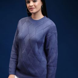 Tokyo Talkies Women Self Design Cable Knit Pullover-image-67